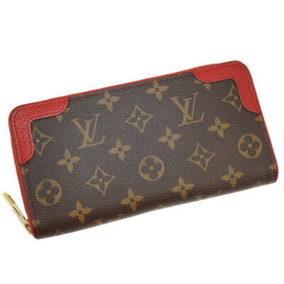 Louis Vuitton Zippy Wallet Retiro zip long Monogram Brown red - Picture 1 of 11